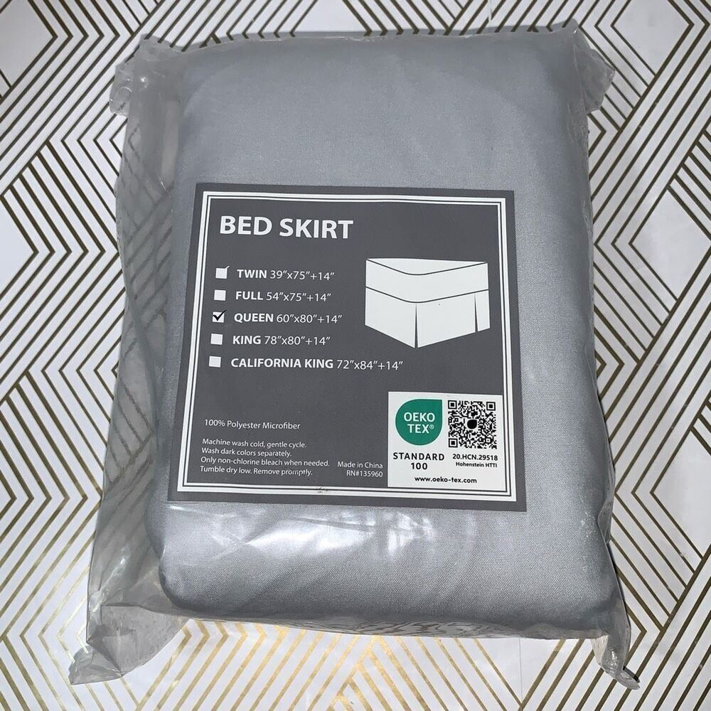 Unbranded Queen Size Bedskirt Gray 60x80 Polyester Microfiber New in Package